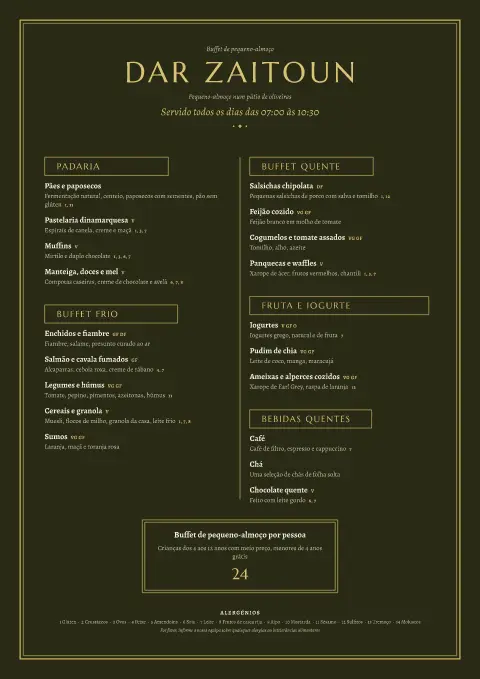 Aurora zaitoun – pré-visualização do modelo de menu