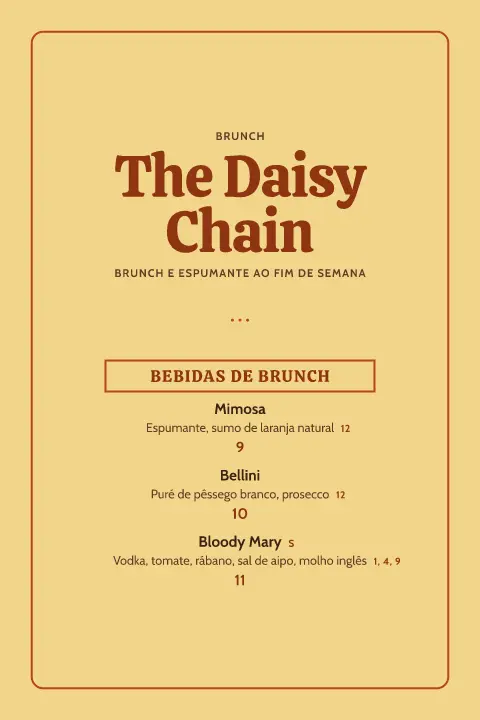 Mimosa disco – pré-visualização do modelo de menu
