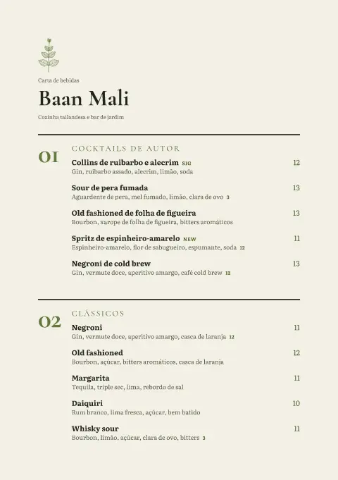 Linha de erva-príncipe – pré-visualização do modelo de menu