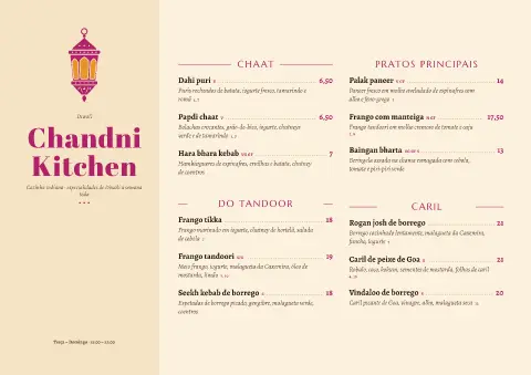 Candeeiro de açafrão – pré-visualização do modelo de menu