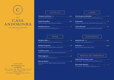 Azulejos de andorinhas – pré-visualização do modelo de menu