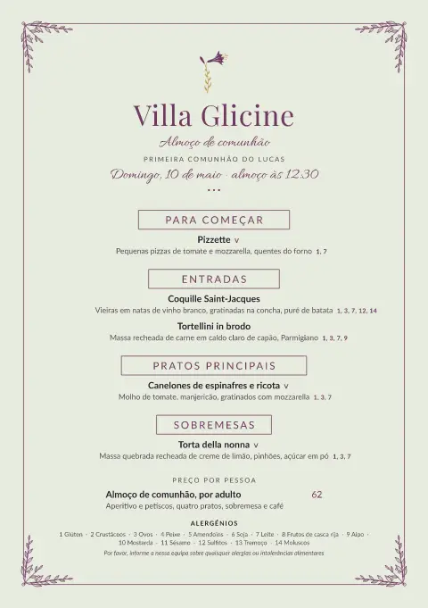 Fita de lírio – pré-visualização do modelo de menu