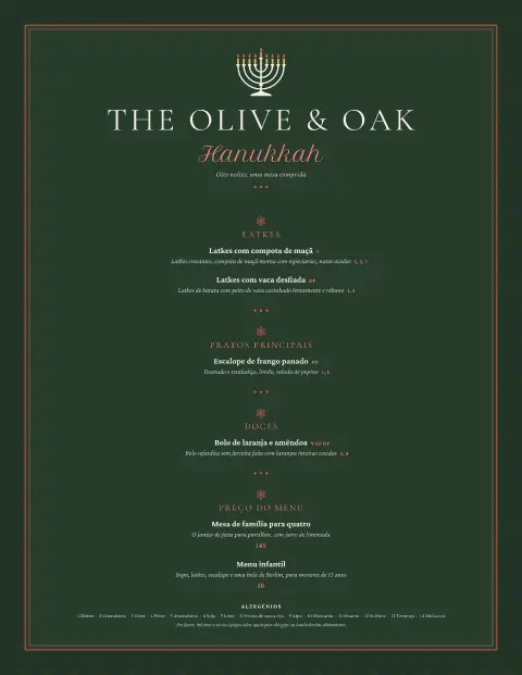 Oito velas – pré-visualização do modelo de menu