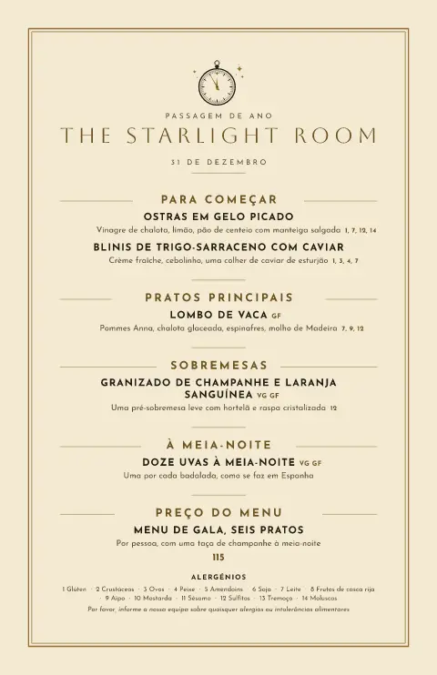 Fanfarra dourada – pré-visualização do modelo de menu