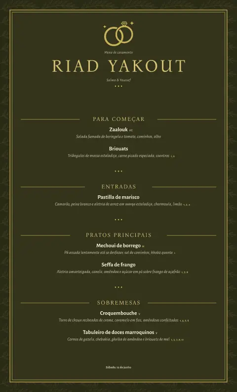 Pátio das oliveiras – pré-visualização do modelo de menu