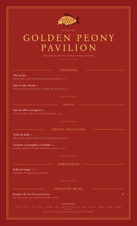 Banquete vermelhão – pré-visualização do modelo de menu