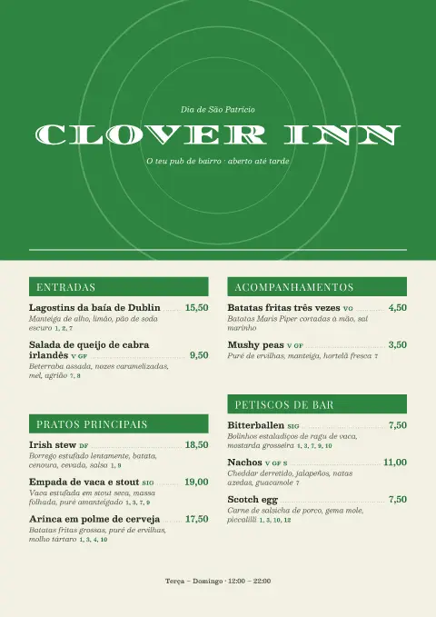 Anéis esmeralda – pré-visualização do modelo de menu