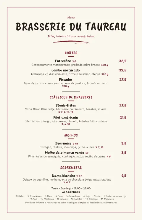 Ardósia de Bruxelas – pré-visualização do modelo de menu