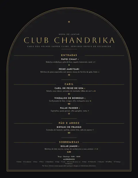 Bombaim dourado – pré-visualização do modelo de menu