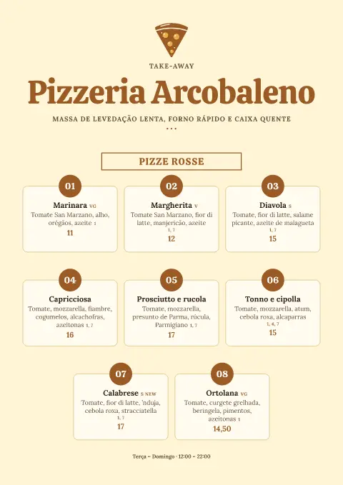 Fatia solar – pré-visualização do modelo de menu