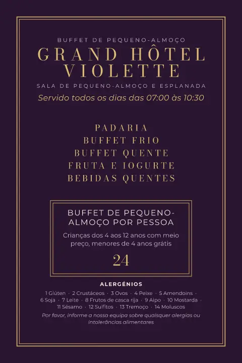 Aurora beringela – pré-visualização do modelo de menu