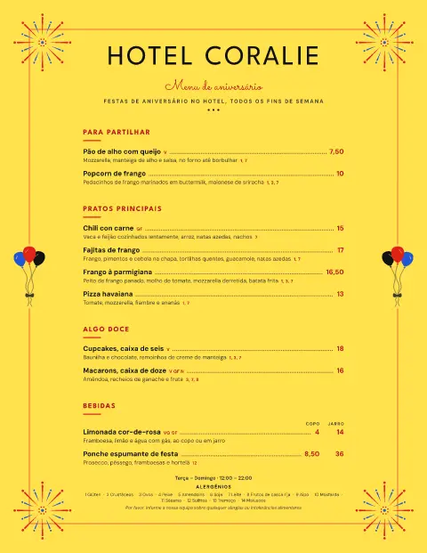 Confetes de limão – pré-visualização do modelo de menu