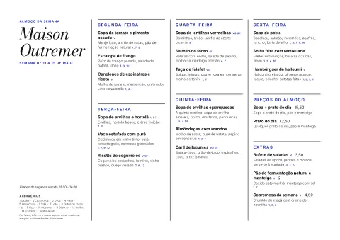 Meio-dia ultramarino – página 1 do modelo de menu