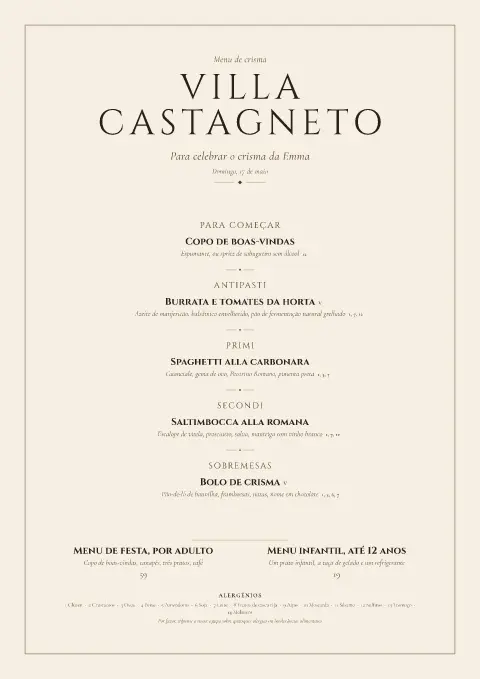 Cresima sépia – pré-visualização do modelo de menu