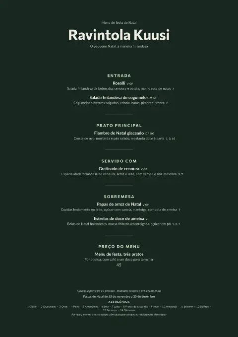 Pequeno Natal – pré-visualização do modelo de menu