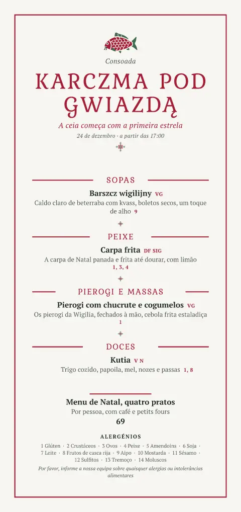 Primeira estrela – pré-visualização do modelo de menu