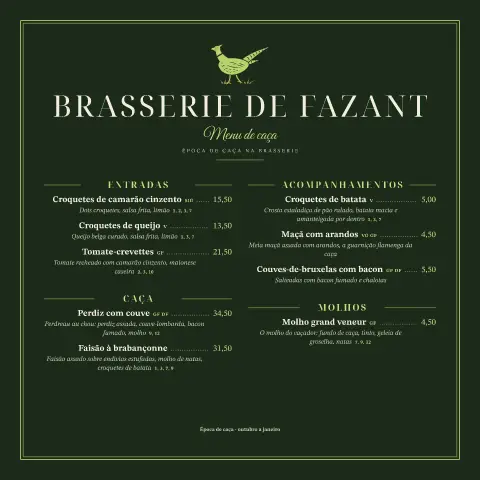 Brabançonne – pré-visualização do modelo de menu