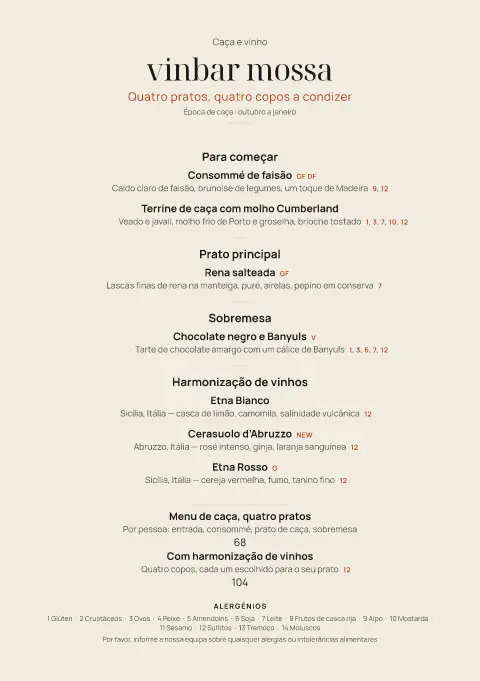 Vilt & Vin – pré-visualização do modelo de menu