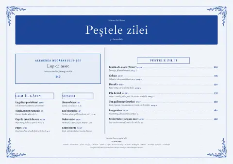 Chei albastru – previzualizare model de meniu