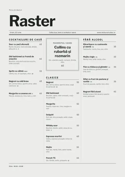 Gazetă în grilă – previzualizare model de meniu