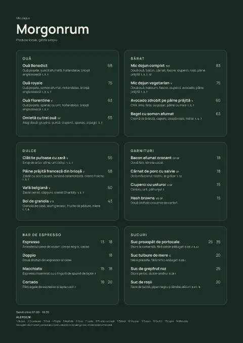 Dimineață cu merișoare – previzualizare model de meniu