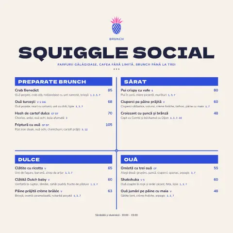 Brunch în zigzag – previzualizare model de meniu