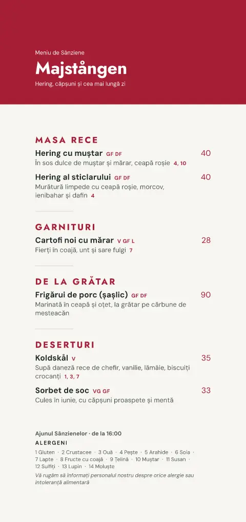 Armindeni roșu – previzualizare model de meniu