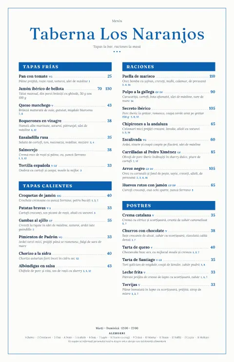 Faianță cu portocali – previzualizare model de meniu