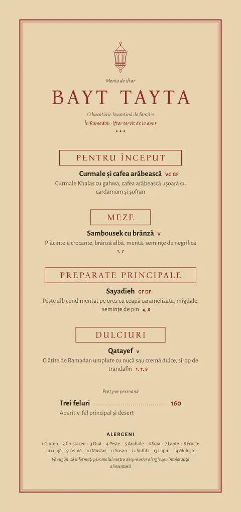Ora sumacului – previzualizare model de meniu