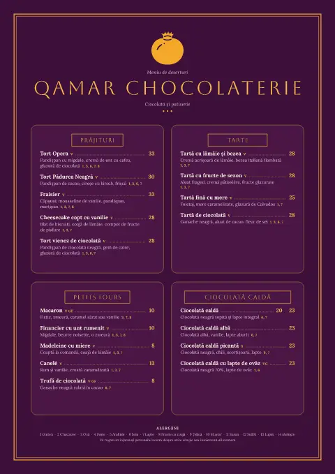 Zăbrele de cacao – previzualizare model de meniu