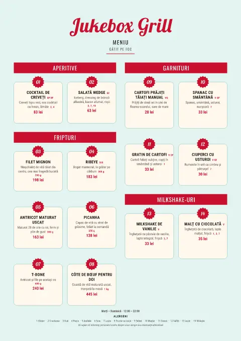 Tăieturi cromate – previzualizare model de meniu