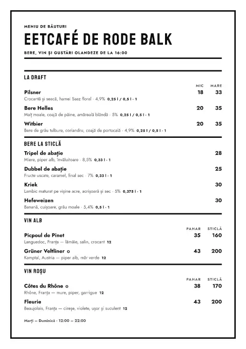 Bloc de borrel – previzualizare model de meniu