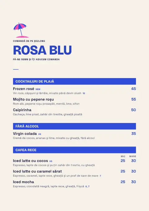 Umbrelă roz – previzualizare model de meniu