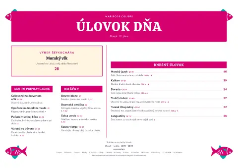 Fiestový príliv – náhľad šablóny jedálneho lístka