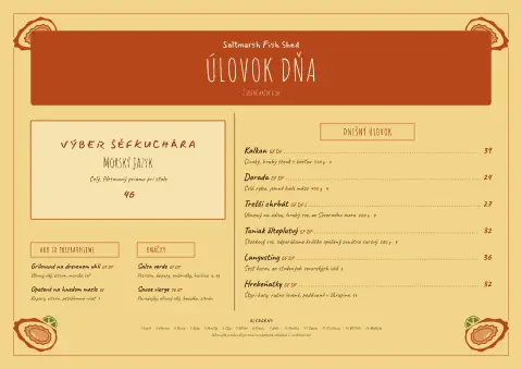 Kraftový lák – náhľad šablóny jedálneho lístka