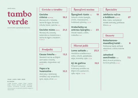 Mätové tiradito – náhľad šablóny jedálneho lístka