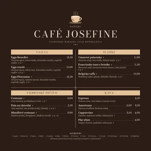 Espresso kvarteto – náhľad šablóny jedálneho lístka