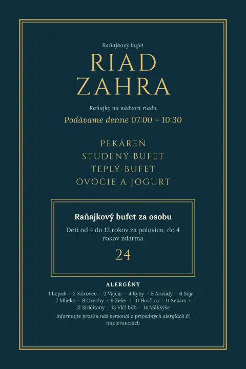 Nádvorie lampášov – náhľad šablóny jedálneho lístka