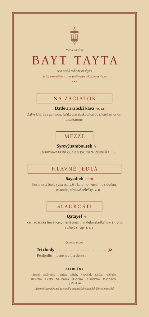 Sumaková hodinka – náhľad šablóny jedálneho lístka