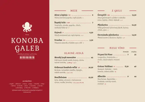 Vyšívaná konoba – náhľad šablóny jedálneho lístka