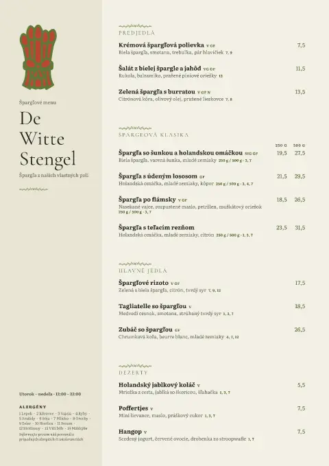 Matcha špargľa – náhľad šablóny jedálneho lístka