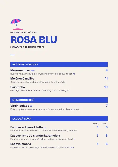 Ružový slnečník – náhľad šablóny jedálneho lístka