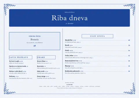 Modri pomol – predogled predloge za jedilni list