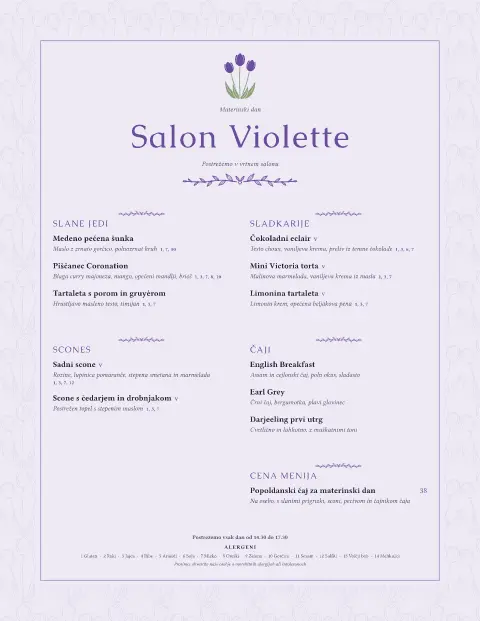 Vijolična čajanka – predogled predloge za jedilni list