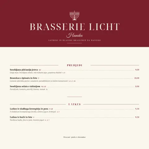 Bordo luči – predogled predloge za jedilni list
