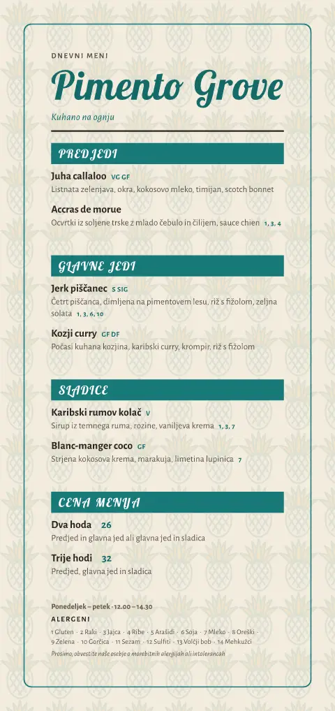 Pimentove palme – predogled predloge za jedilni list