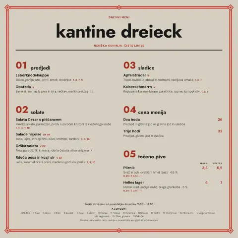 Solata Dreieck – predogled predloge za jedilni list