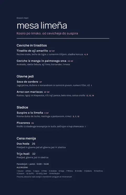 Poldne v Limi – predogled predloge za jedilni list