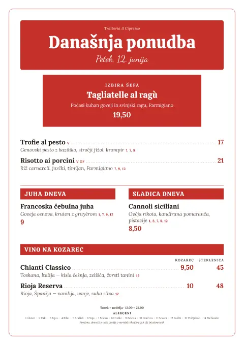 Cipresina kreda – predogled predloge za jedilni list