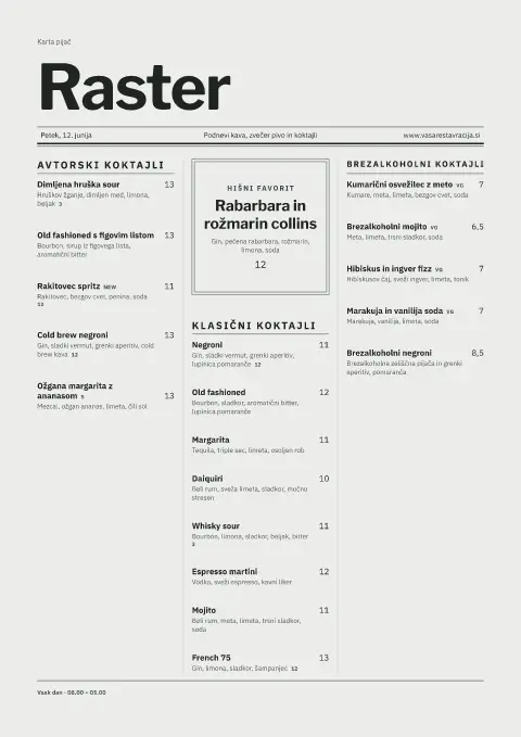 Mrežni list – predogled predloge za jedilni list